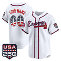 Custom Atlanta Braves White CLOTHIN USA 250 Fourth of July Vapor Premier Limited Jersey ¨C All Stitched