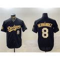Los Angeles Dodgers #8 Enrique Hernandez Black Gold CLOTHIN 2024 World Series With Fernando Memorial Patch Home Limited Stitched Jersey