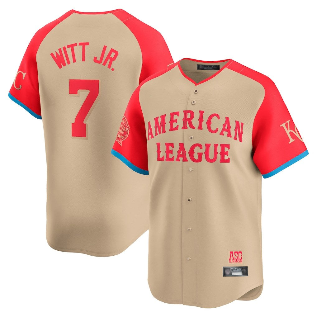 Kansas City Royals #7 Bobby Witt Jr. Player Cream CLOTHIN American League All-Star Game Limited Home Stitched Jerseys