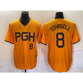 Pittsburgh Pirates #8 Willie Stargell Number Gold CLOTHIN 2023 City Connect Stitched Jersey 2