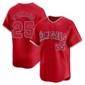 Los Angeles Angels #25 Travis d'Arnaud Player Red CLOTHIN Home Limited Stitched Jerseys