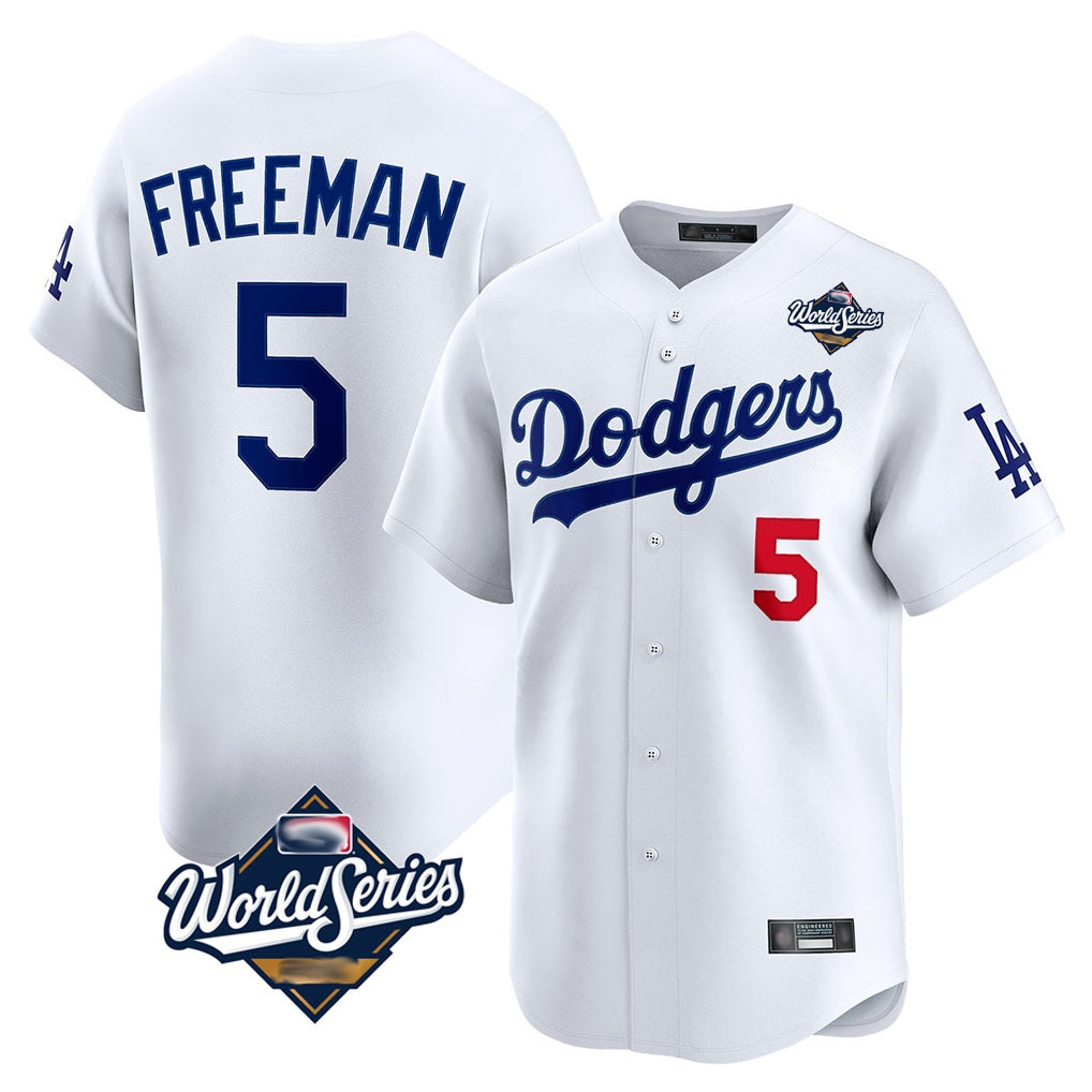 Los Angeles Dodgers #5 Freddie Freeman Player White CLOTHIN World Series Limited Home Stitched Jerseys