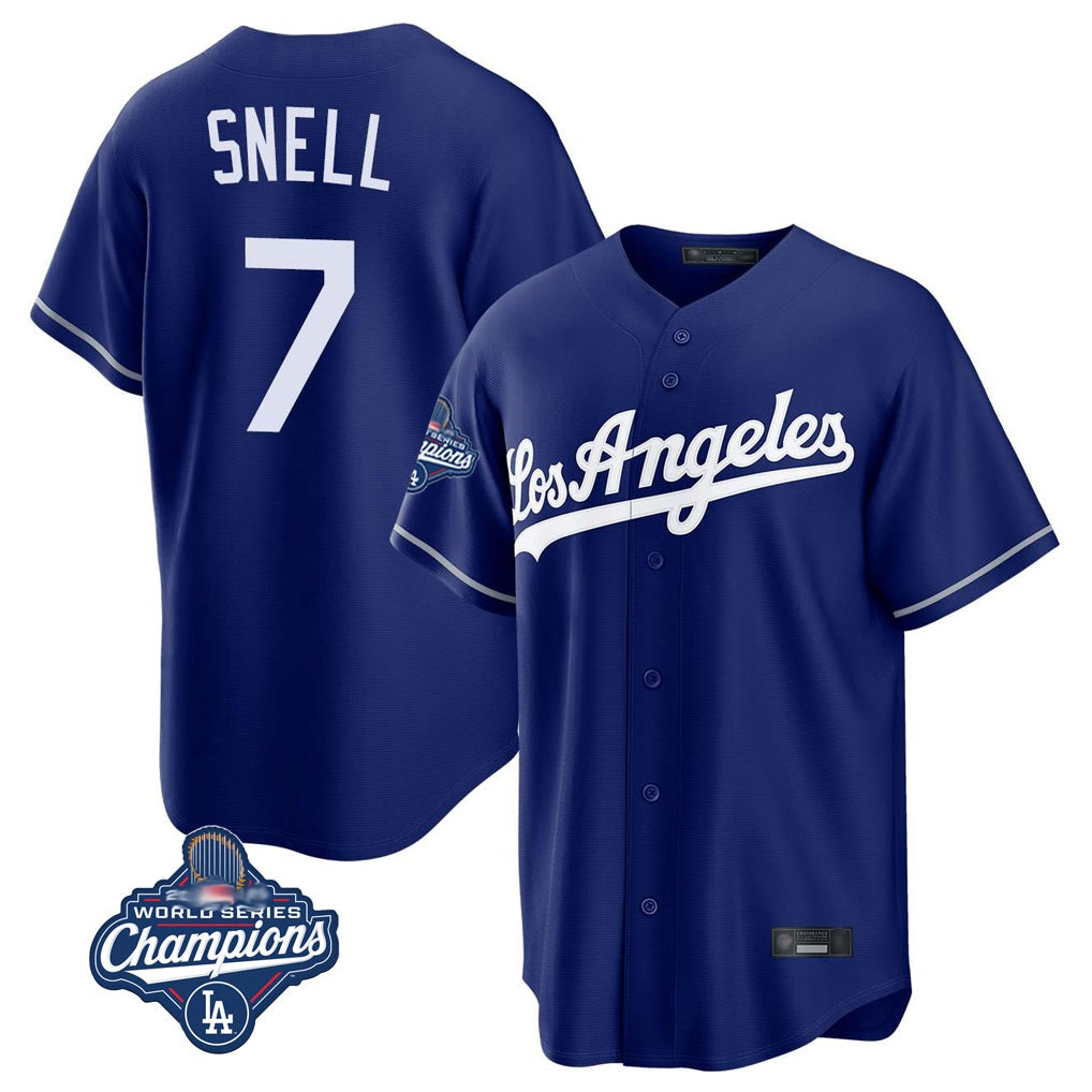 Los Angeles Dodgers #7 Blake Snell Player Royal CLOTHIN Game World Series Meet Stitched Jerseys