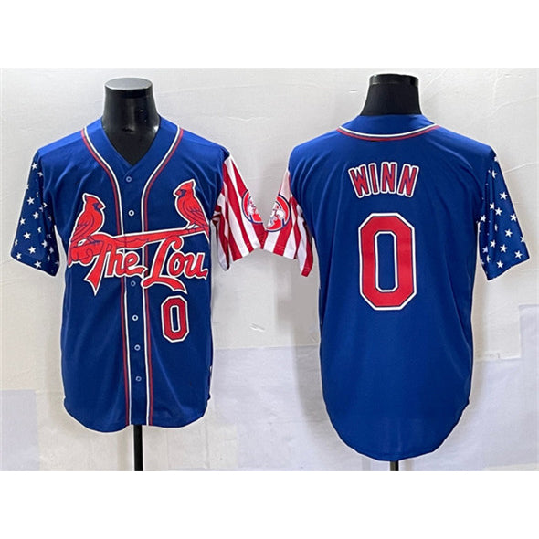 St. Louis Cardinals #0 Masyn Winn Royal CLOTHIN Independence Day Vapor Premier Limited Stitched Jersey