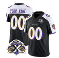 Custom B.Ravens Active Player Black White CLOTHIN 2023 F.U.S.E With Patch Throwback Vapor Limited Stitched Jersey