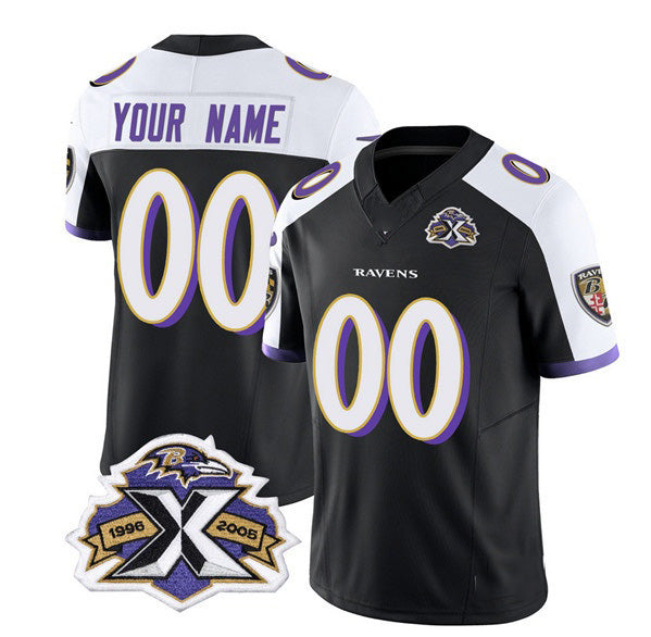 Custom B.Ravens Active Player Black White CLOTHIN 2023 F.U.S.E With Patch Throwback Vapor Limited Stitched Jersey