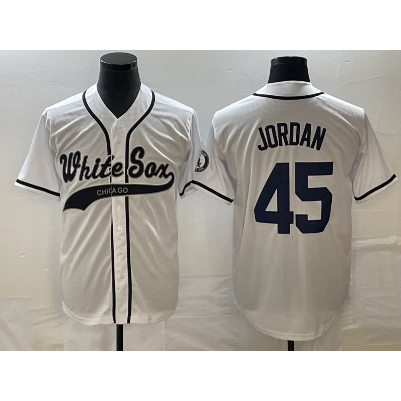 Chicago White Sox #45 Michael Jordan White CLOTHIN Cool Base Stitched Jersey