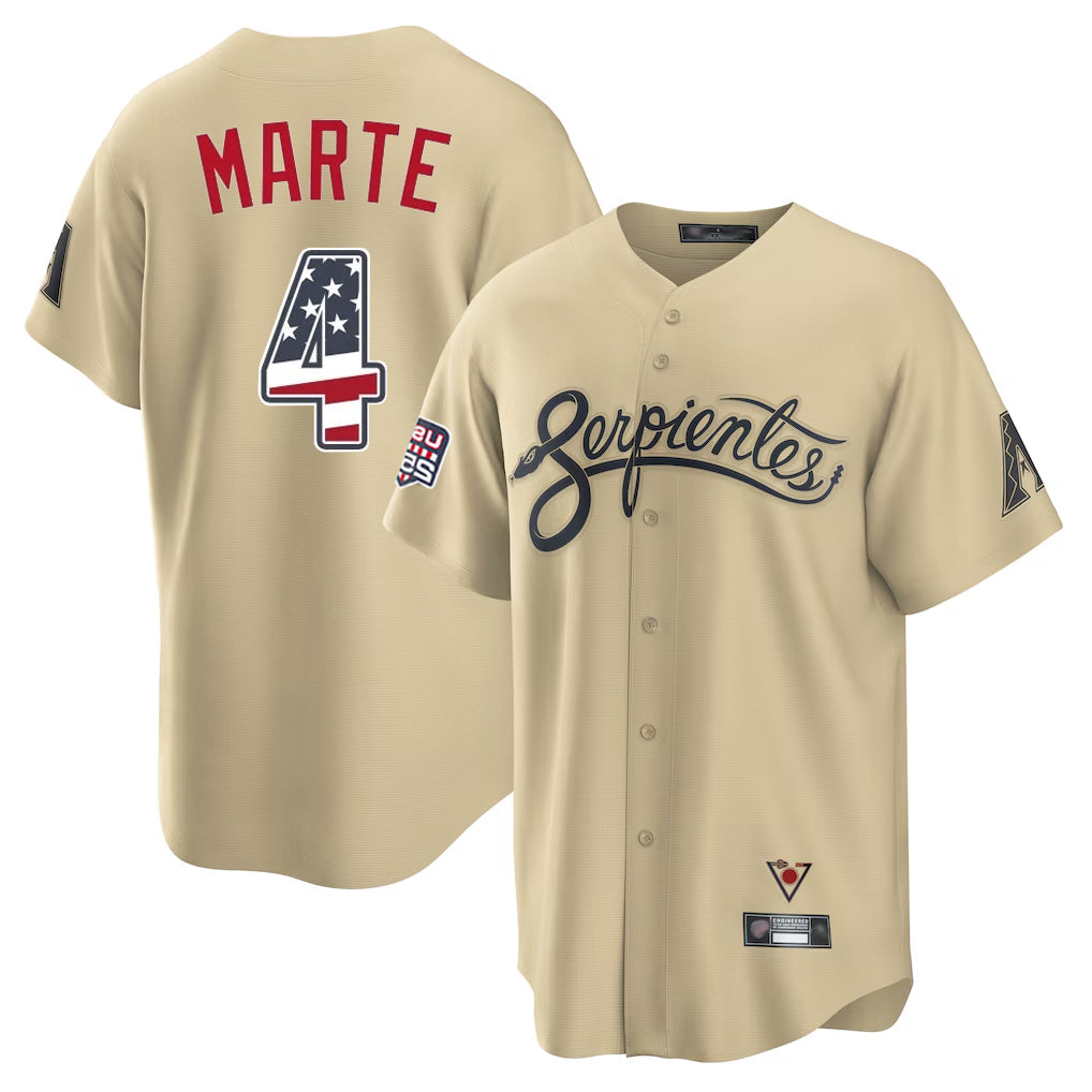 Arizona Diamondbacks #4 Ketel Marte Player Tan CLOTHIN USA 250 Fourth of July Home Game Stitched Jerseys
