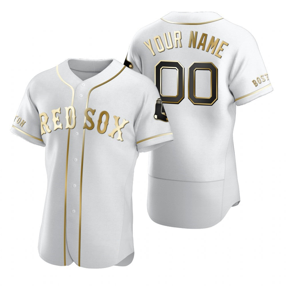 Custom Boston Red Sox White CLOTHIN Stitched Flex Base Edition Jersey