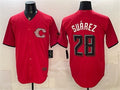 Cincinnati Reds #28 Eugenio Su¨¢rez Red CLOTHIN 2026 City Connect Stadium Stitched Jersey