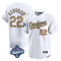 Los Angeles Dodgers #22 Clayton Kershaw Player White Gold CLOTHIN World Series Meet Collection Limited Home Stitched Jerseys