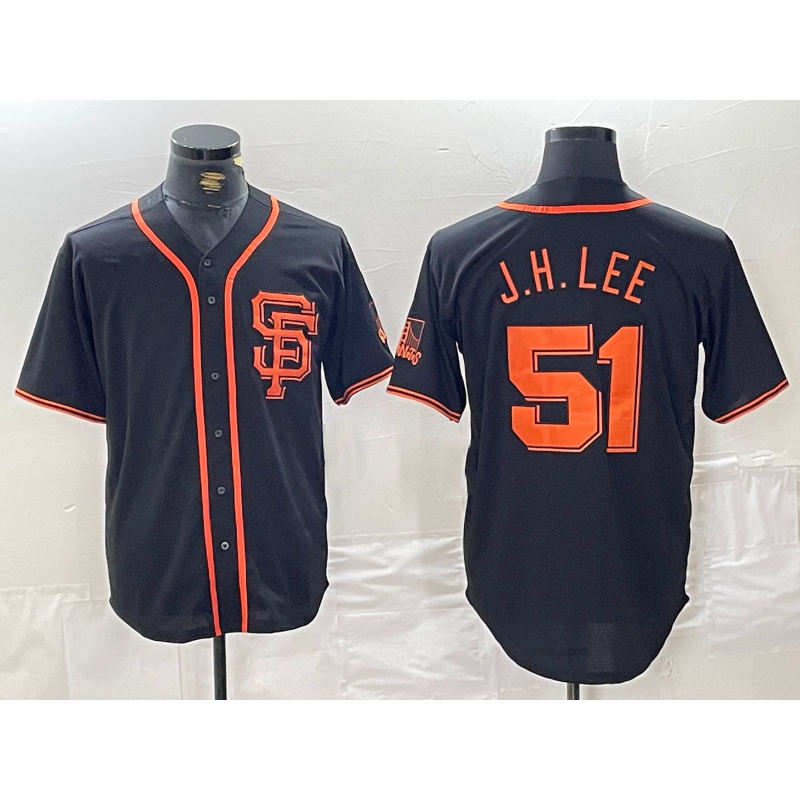 San Francisco Giants #51 Jung Hoo Lee Black CLOTHIN With SF Stitched Cool Base Jersey