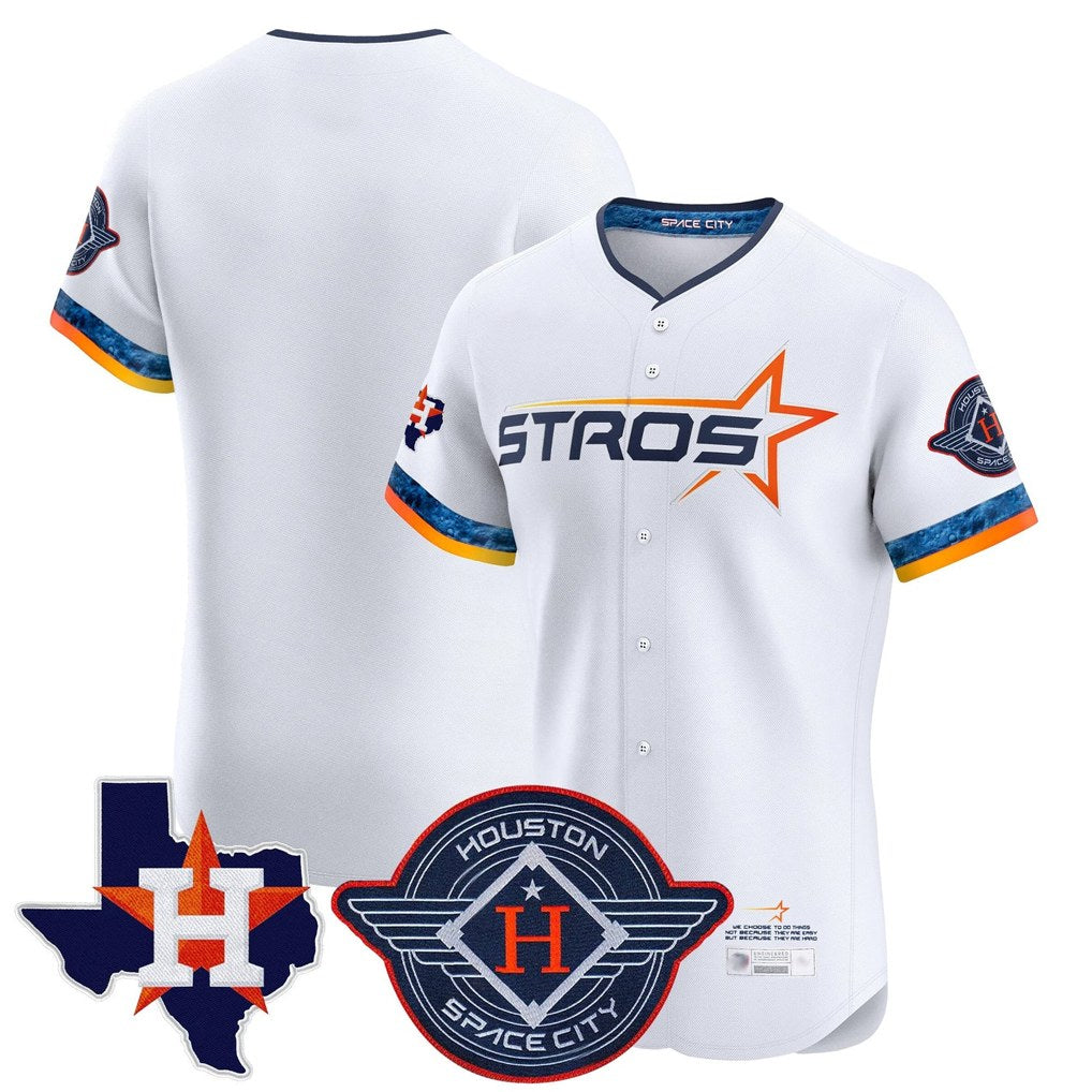 Houston Astros Blank Player White CLOTHIN City Connect Texas Patch Vapor Premier Limited Elite Home Stitched Jerseys