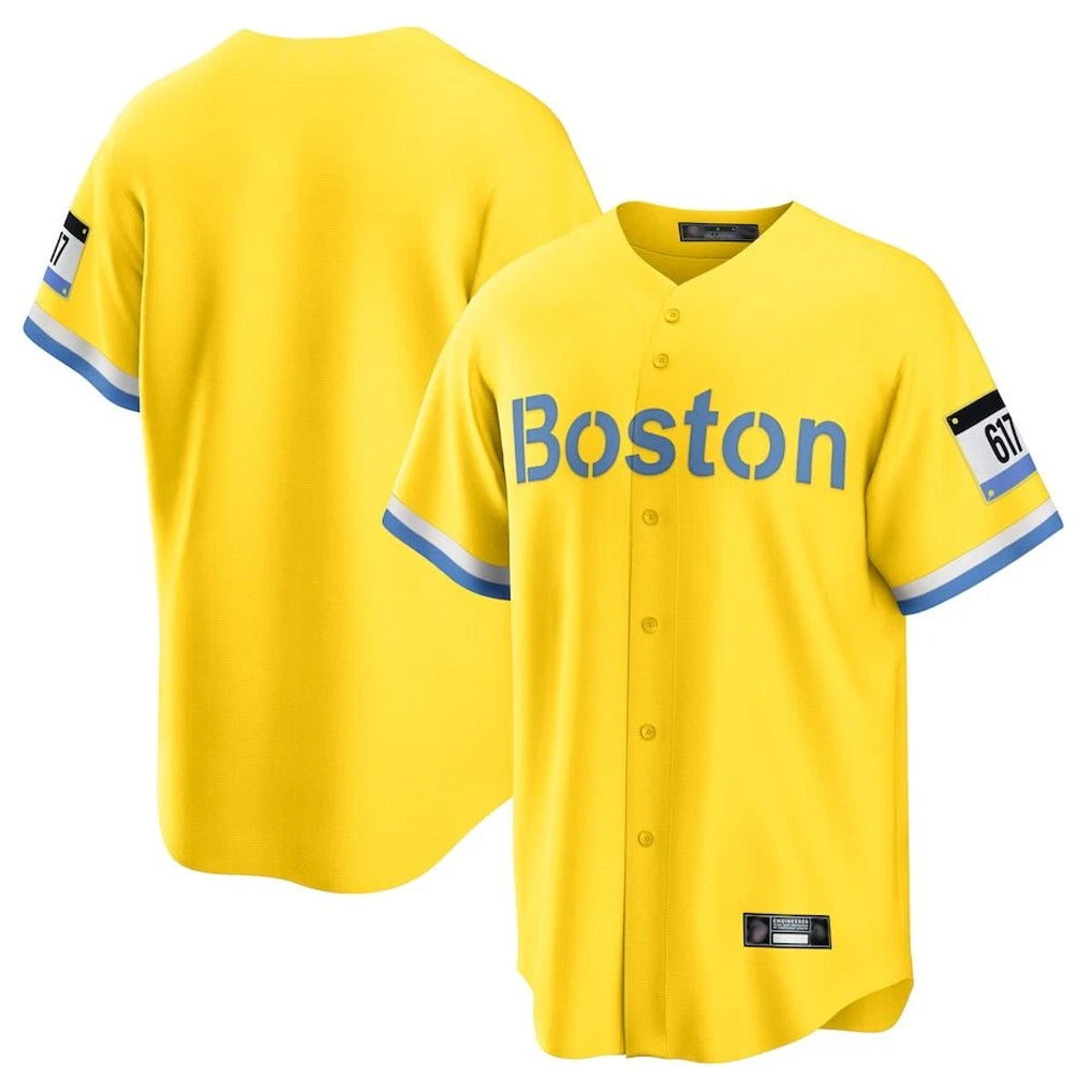 Boston Red Sox Blank Player Yellow CLOTHIN Home Game Stitched Jerseys