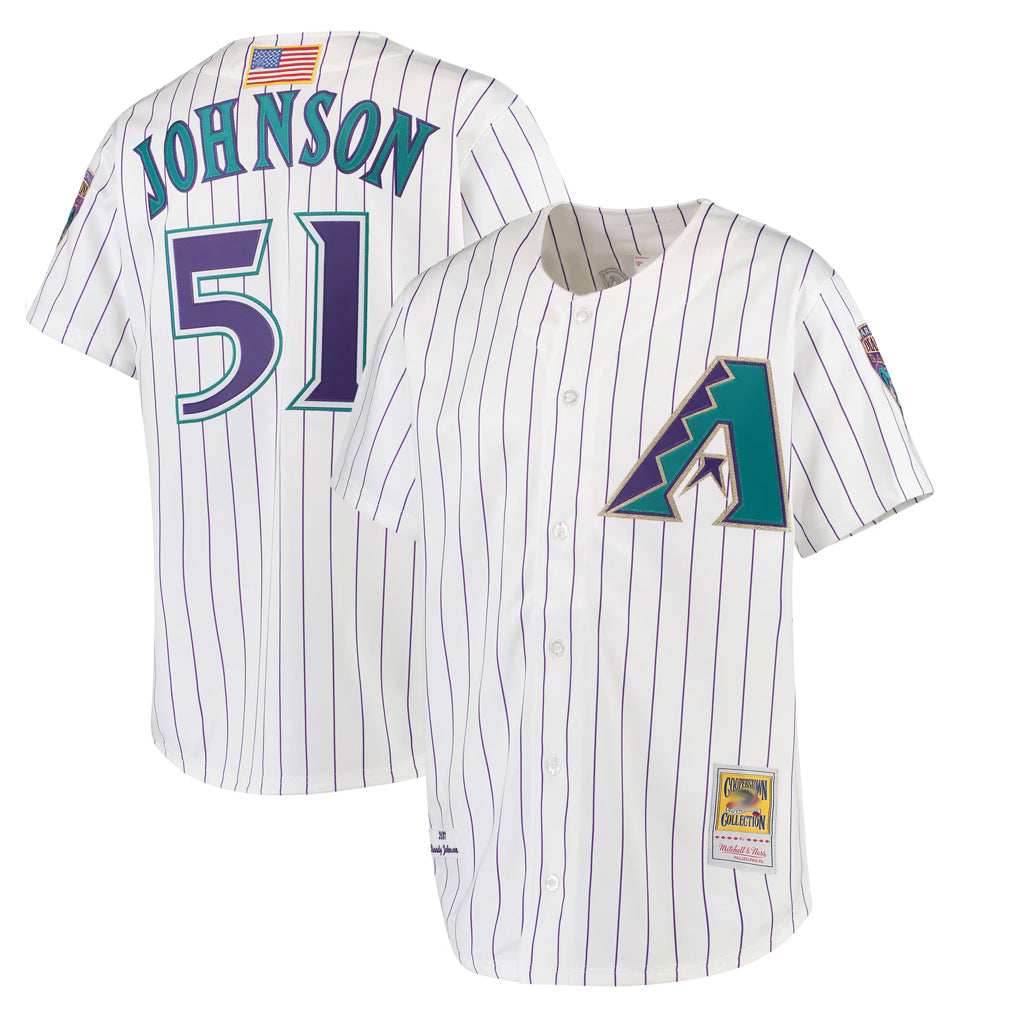 Arizona Diamondbacks #51 Randy Johnson Player White CLOTHIN Mitchell & Ness Limited Home Stitched Jerseys