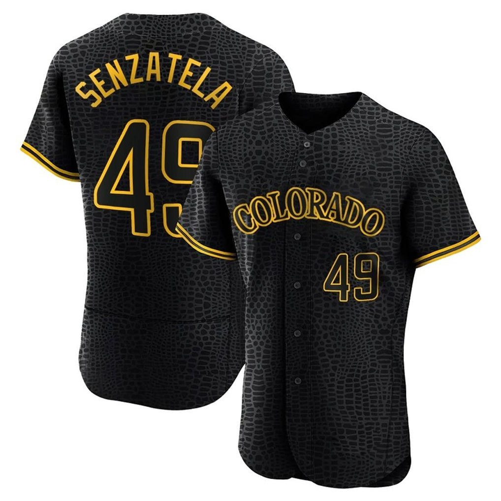 Colorado Rockies #49 Antonio Senzatela Player Black CLOTHIN Snake Skin City Limited Elite Home Stitched Jerseys