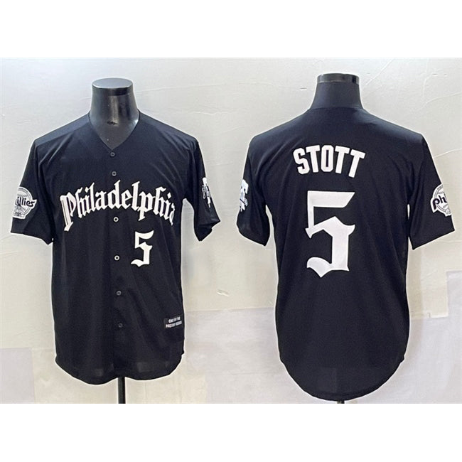 Philadelphia Phillies #5 Bryson Stott Black CLOTHIN Gothic Vapor Limited Stitched Jersey