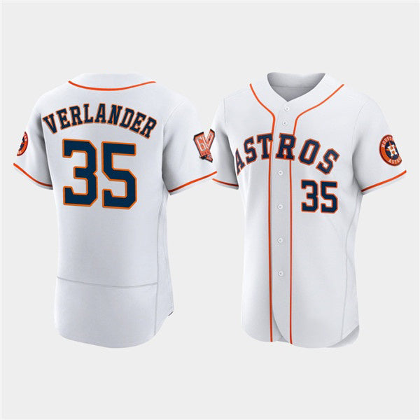 Houston Astros #35 Justin Verlander White CLOTHIN 60th Anniversary Flex Base Stitched Jersey