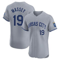 Kansas City Royals #19 Michael Massey Player Gray CLOTHIN Limited Elite Home Stitched Jerseys