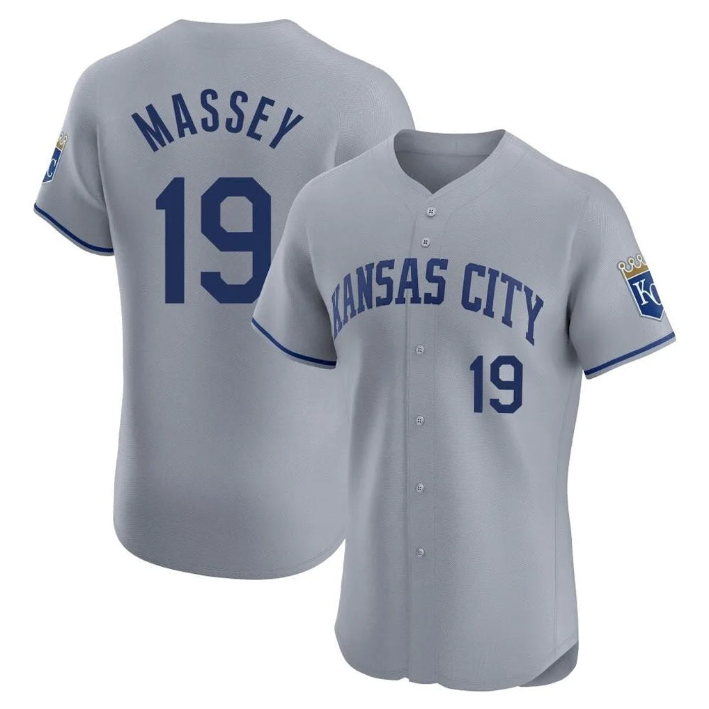 Kansas City Royals #19 Michael Massey Player Gray CLOTHIN Limited Elite Home Stitched Jerseys