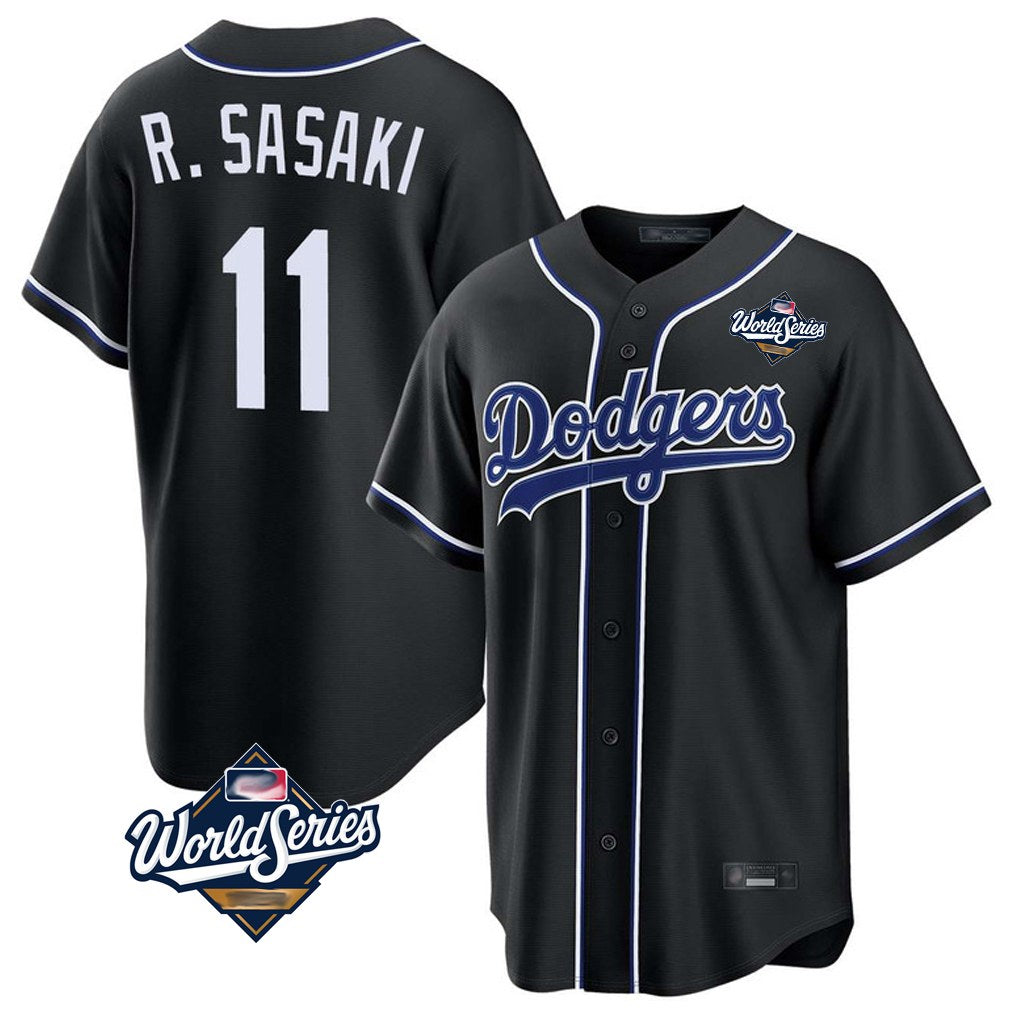 Los Angeles Dodgers #11 Roki Sasaki Player Black CLOTHIN World Series Carbon Limited Home Stitched Jerseys