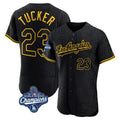 Los Angeles Dodgers #23 Kyle Tucker Player Black CLOTHIN World Series Meet Snake Skin City Limited Elite Home Stitched Jerseys
