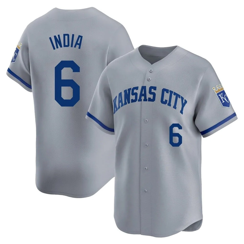 Kansas City Royals #6 Jonathan India Player Gray CLOTHIN Limited Home Stitched Jerseys