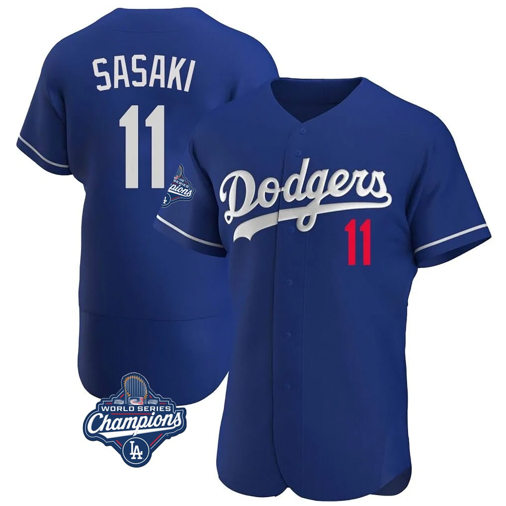 Los Angeles Dodgers #11 Roki Sasaki Player Royal CLOTHIN World Series Meet Limited Elite Home Stitched Jerseys