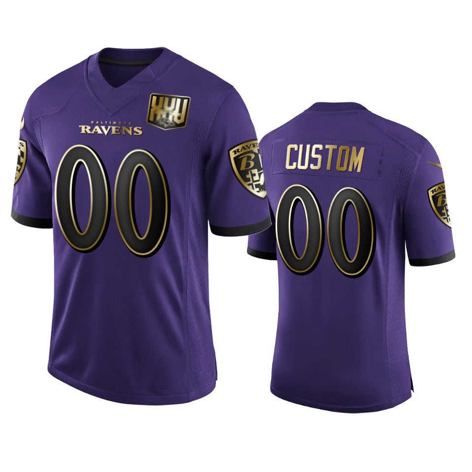 Custom B.Ravens Purple CLOTHIN Team 25th Season Golden Limited Jersey