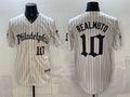 Philadelphia Phillies #10 J.T. Realmuto Cream CLOTHIN Pinstripe Gothic Vapor Limited Stitched Jersey