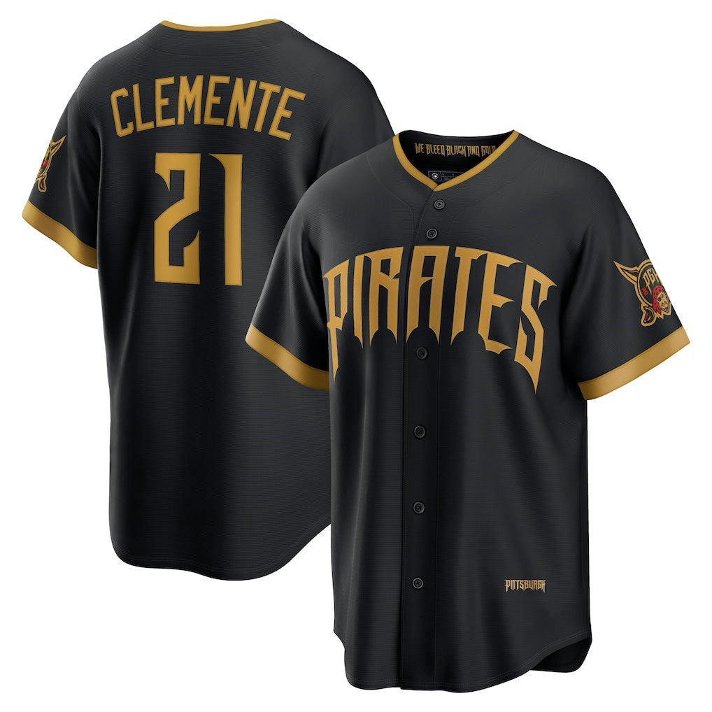Pittsburgh Pirates #21 Roberto Clemente Black CLOTHIN 2026 City Connect Stadium Jersey