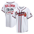 Atlanta Braves #30 Drake Baldwin Player White CLOTHIN USA 250 Fourth Of July Limited Home Game Stitched Jerseys