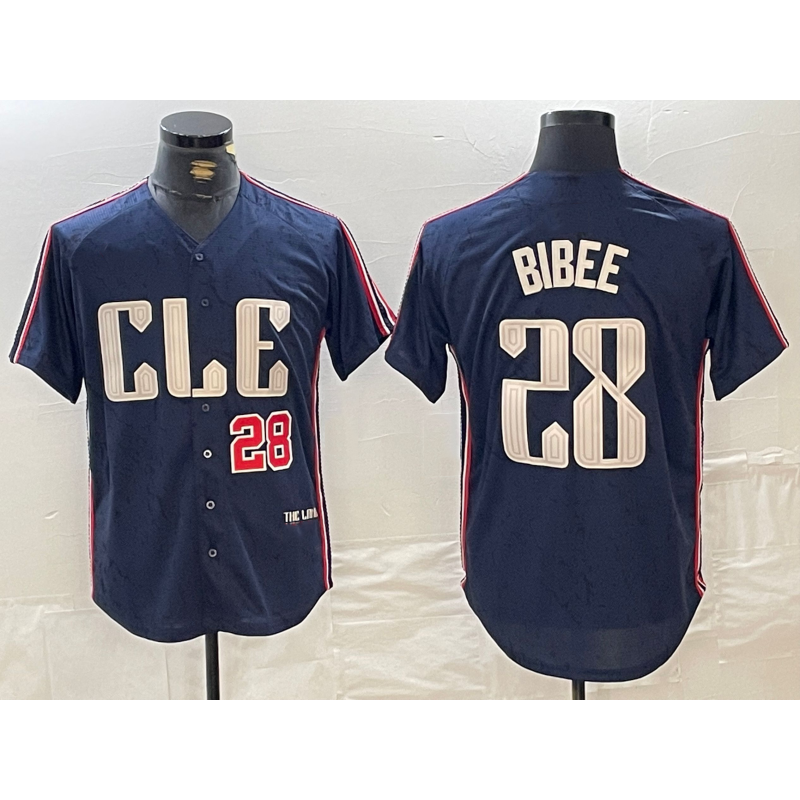 Cleveland Guardians #28 Tanner Bibee Number Navy CLOTHIN 2024 City Connect Limited Stitched Jersey