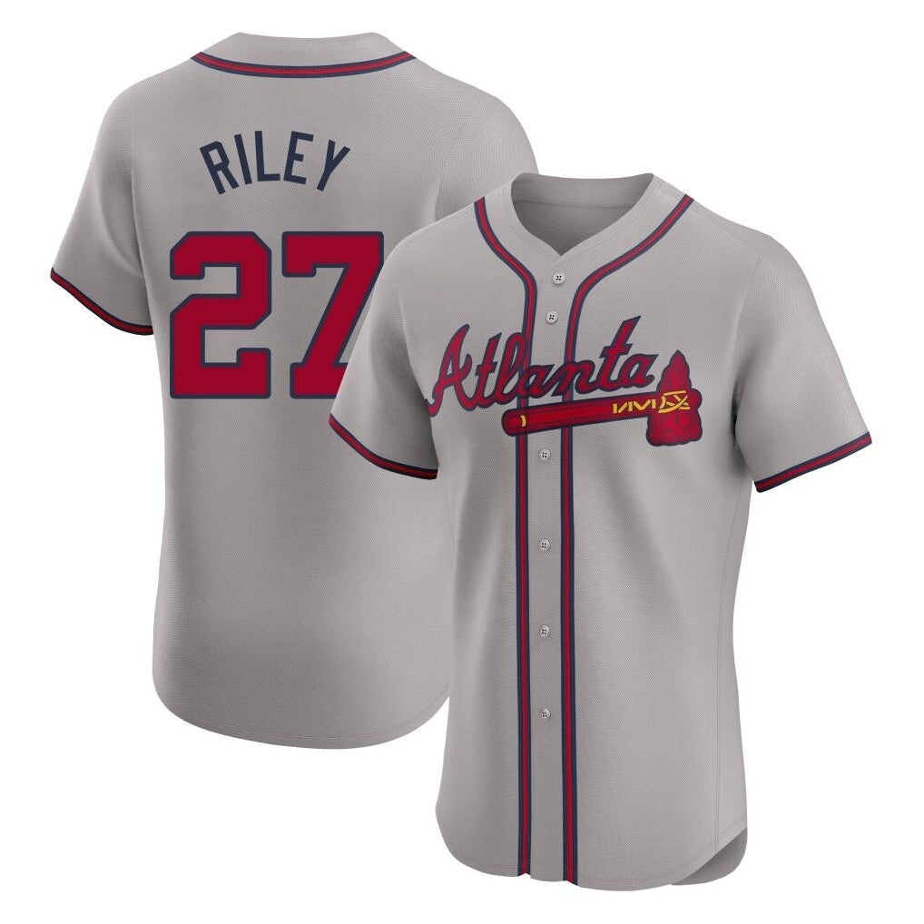 Atlanta Braves #27 Austin Riley Player Gray CLOTHIN Limited Elite Home Game Stitched Jerseys