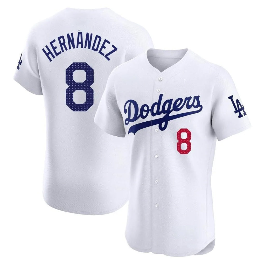 Los Angeles Dodgers #8 Enrique Hern¨¢ndez Player White CLOTHIN Limited Elite Home Stitched Jerseys
