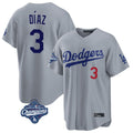 Los Angeles Dodgers #3 Edwin D¨ªaz Player Gray CLOTHIN World Series Meet Game Home Stitched Jerseys