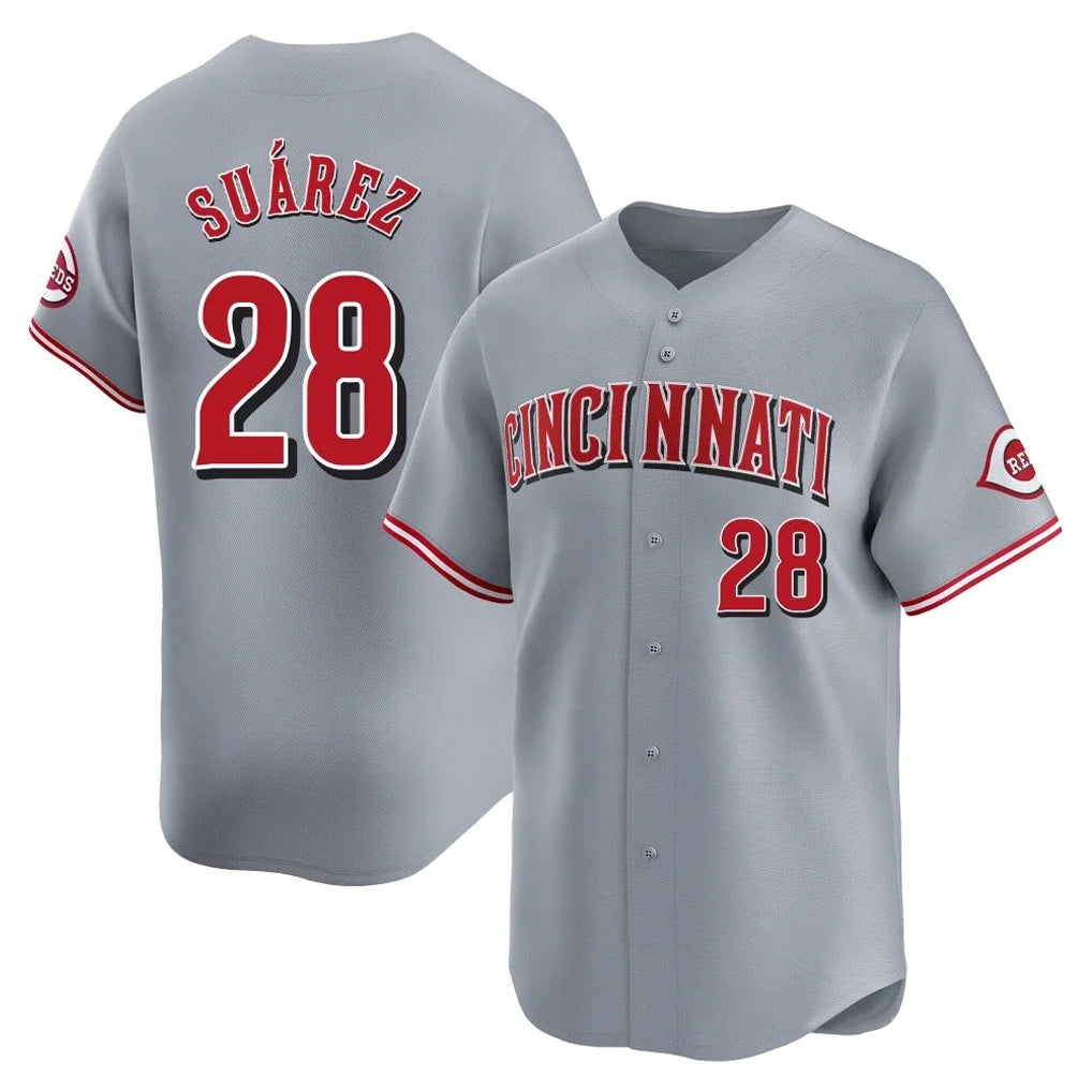 Cincinnati Reds #28 Eugenio Su¨¢rez Player Gray CLOTHIN Home Limited Stitched Jerseys