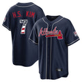 Atlanta Braves #7 Ha-Seong Kim Player Navy CLOTHIN USA 250 Fourth Of July Limited Home Game Stitched Jerseys