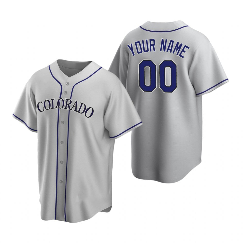 Custom Colorado Rockies Gray CLOTHIN Stitched Cool Base Road Jersey