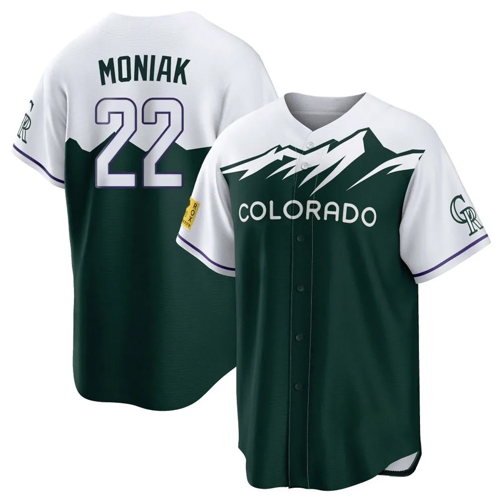 Colorado Rockies #22 Mickey Moniak Player Green CLOTHIN City Connect Home Game Stitched Jerseys