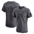 New York Mets #12 Francisco Lindor Gray CLOTHIN City Connect Elite Jersey