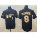 Los Angeles Dodgers #8 Enrique Hernandez Black Gold CLOTHIN 2025 World Series Champions Patch Limited Stitched Jersey