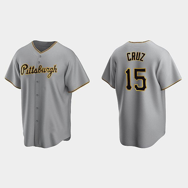Pittsburgh Pirates #15 Oneil Cruz Gray CLOTHIN Road Cool Base Jersey