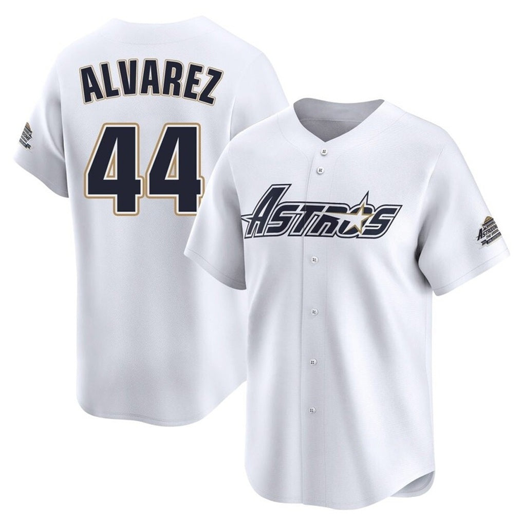 Houston Astros #44 Yordan Alvarez Player White CLOTHIN Throwback Cooperstown Collection Limited Stitched Jerseys