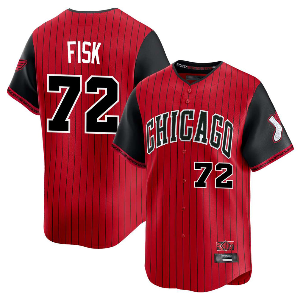 Chicago White Sox #72 Carlton Fisk Player Red CLOTHIN City Connect Limited Home Stitched Jerseys