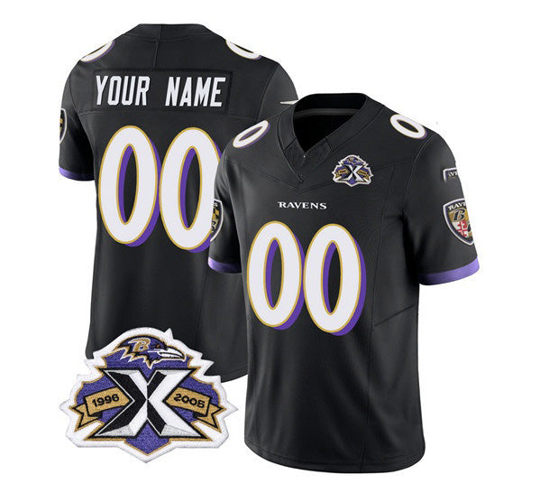 Custom B.Ravens Active Player Black CLOTHIN 2023 F.U.S.E With Patch Throwback Vapor Limited Stitched Jersey