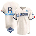 Los Angeles Dodgers #8 Enrique Hern¨¢ndez Player Cream CLOTHIN World Series Meet City Connect Limited Home Stitched Jerseys