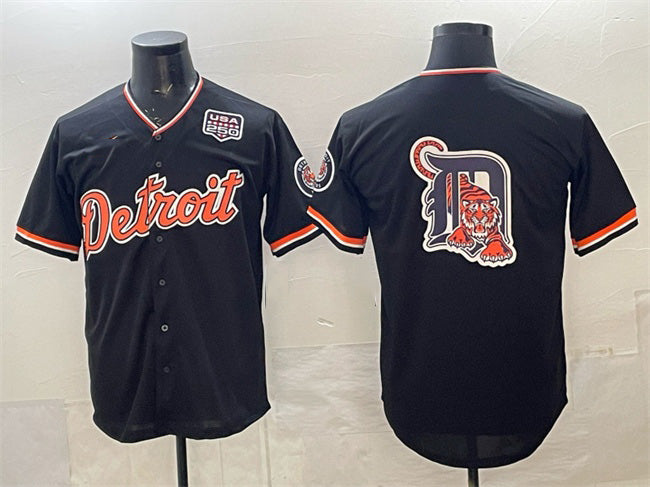 Detroit Tigers Team Big Logo Navy CLOTHIN 2026 Alternate USA 250' Patch Vapor Premier Limited Stitched Jersey