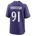 B.Ravens #91 Trey Hendrickson Purple CLOTHIN Team Game Jersey