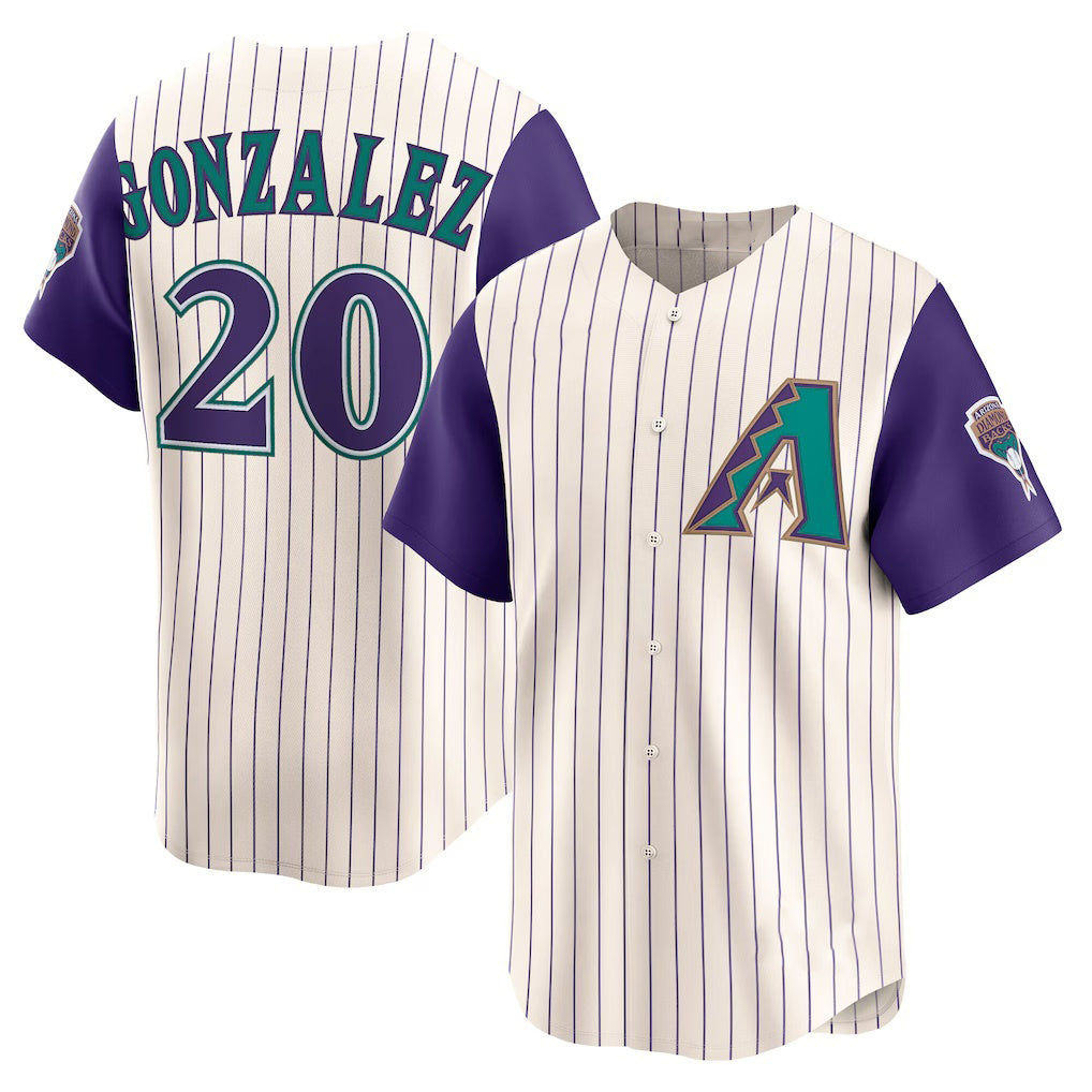 Arizona Diamondbacks #20 Luis Gonzalez Cream CLOTHIN Throwback Cooperstown Collection Limited Jersey
